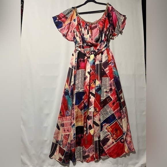 FASHION NOVA HIGH SLIT MULTICOLOR MAXI DRESS! - Picture 5 of 8